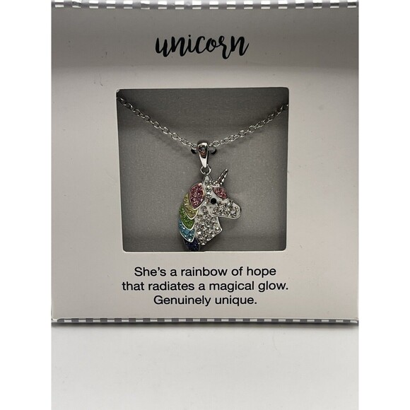 Kohl’s Crystal Collective Crystal Unicorn Pendant Necklace New - Picture 3 of 6